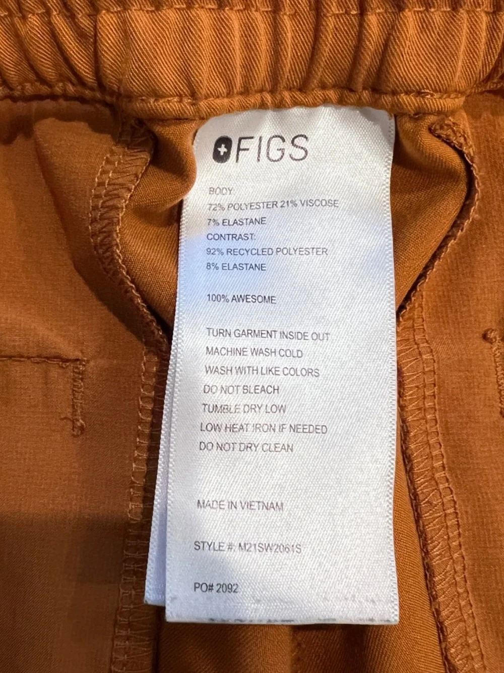 FIGS Men’s Cargo Scrub Pants Orange brown Straight Leg medical nurse size S/S
